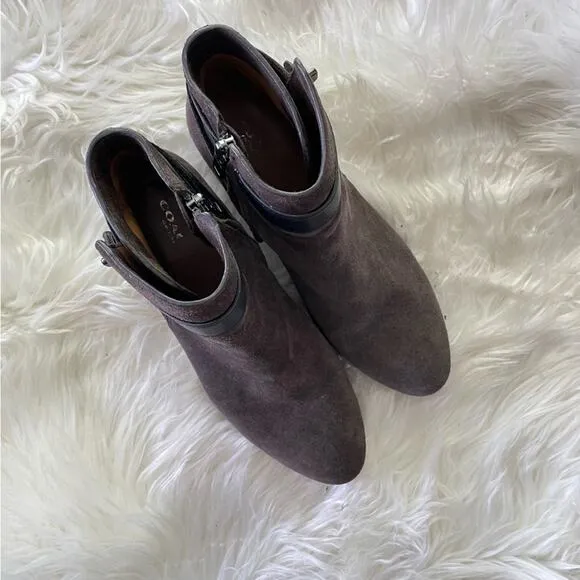 Coach | Women’s Patricia Ankle Boots Booties Shoes Chocolate Brown Suede Buckle