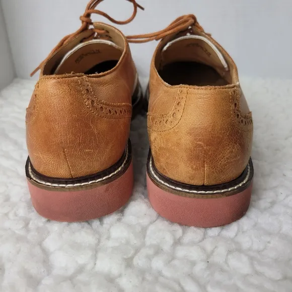 Cole Haan 2 Tone Men's Oxford Shoes Size 13 Brown Leather Ivory Canvas Wingtips