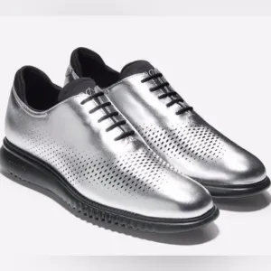 Cole Haan 2.0 Grand Laser Cut Silver Wingtip Sneakers Casual Oxford Shoes Sz‎ 9