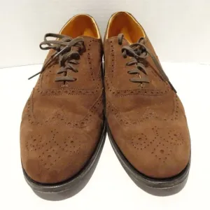 Cole Haan Brown Wing Tip Bench Made Suede Oxfords Sz 9D Made In England