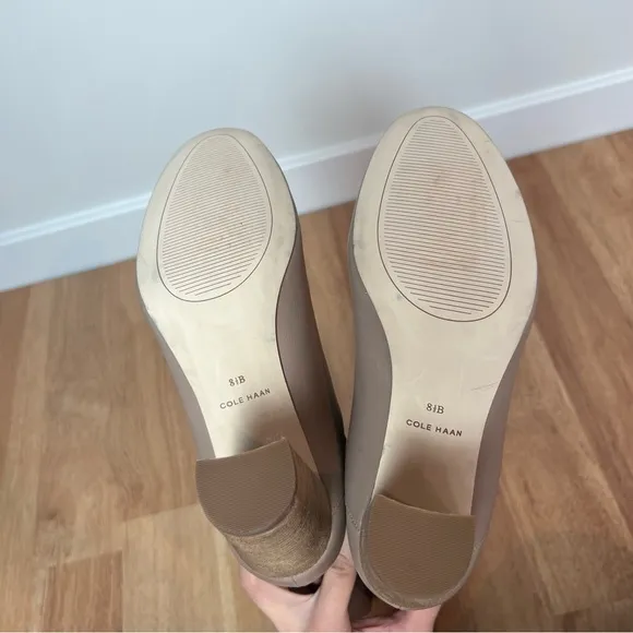 Cole Haan Glenda Stone Taupe Leather Heel Boots Shoes Women Size 8 1/2 B