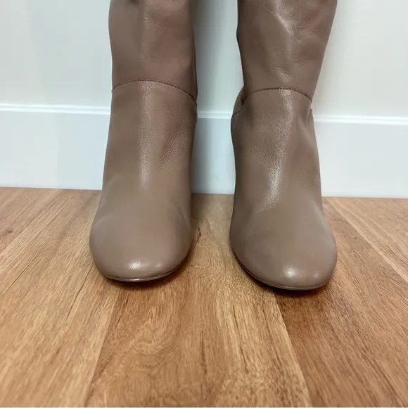 Cole Haan Glenda Stone Taupe Leather Heel Boots Shoes Women Size 8 1/2 B