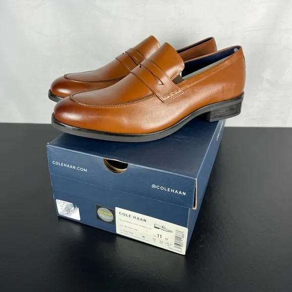 Cole Haan Grand   Mens Brown Leather Penny Loafer Dress Shoes NEW Size 11
