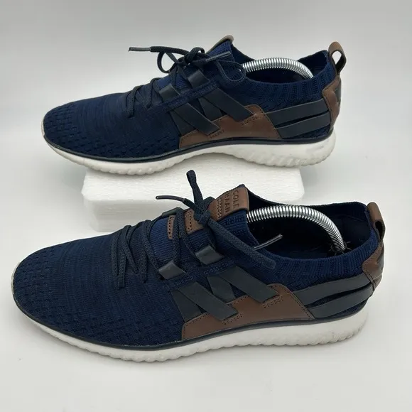 Cole Haan Grand Motion Knit Men's Sneakers Shoes Size 9.5 Blue Tan C27735 EUC