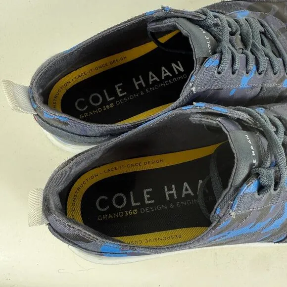 Cole Haan Grandpro Rally Canvas Sneakers Mens 9 Blue Camo Low Top Athletic Shoes