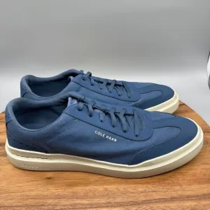 Cole Haan GrandPro Rally Shoes Mens 12 M Blue Canvas &amp; Leather T-Toe Sneakers