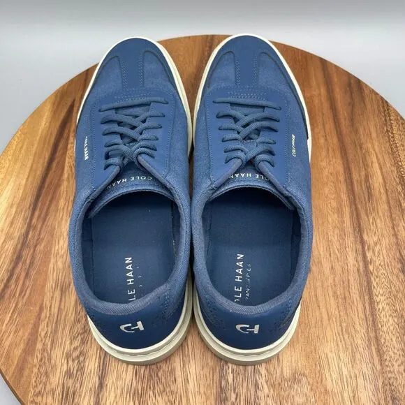 Cole Haan GrandPro Rally Shoes Mens 12 M Blue Canvas &amp; Leather T-Toe Sneakers