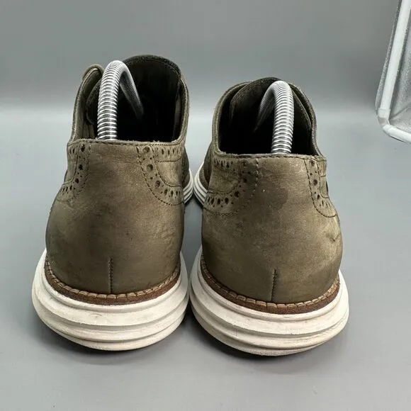 Cole Haan Lunargrand Mens 10 Green Suede Wingtip Oxford Shoes C11512 Sneaker