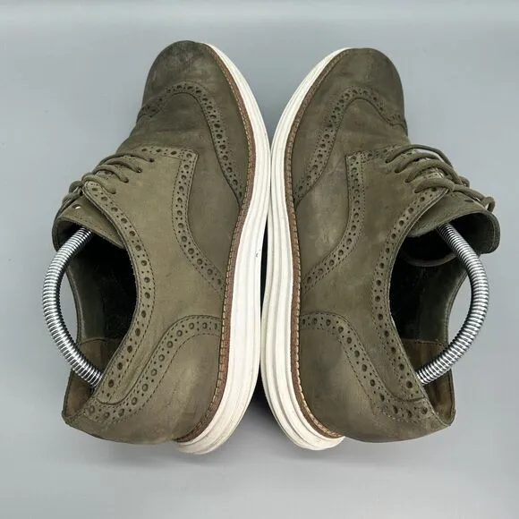 Cole Haan Lunargrand Mens 10 Green Suede Wingtip Oxford Shoes C11512 Sneaker