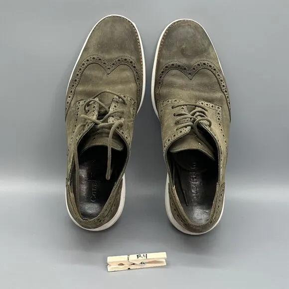 Cole Haan Lunargrand Mens 10 Green Suede Wingtip Oxford Shoes C11512 Sneaker