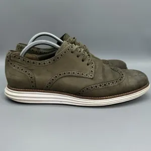 Cole Haan Lunargrand Mens 10 Green Suede Wingtip Oxford Shoes C11512 Sneaker