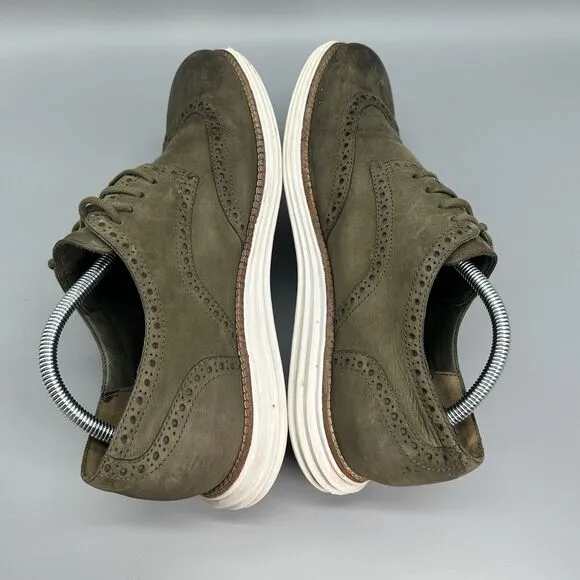 Cole Haan Lunargrand Mens 10 Green Suede Wingtip Oxford Shoes C11512 Sneaker
