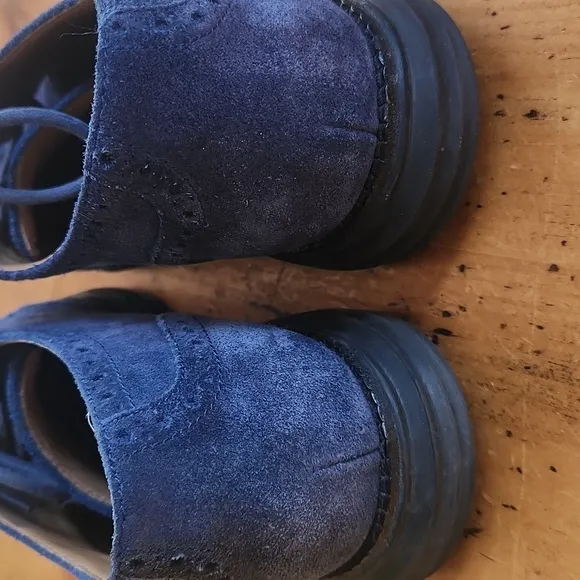 Cole Haan Lunargrand Oxfords Wingtips Blue Suede Shoes Men, Size 9