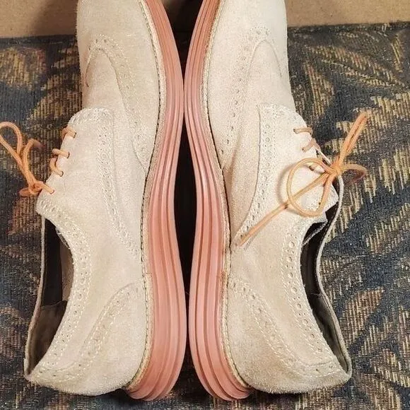 Cole Haan Lunarlon Lunagrand Men's Tan  Suede Wingtip Shoes Size 10