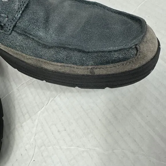 Cole Haan Men's 9 Shoes Travel Moc Boots Blue Gray Leather Suede Lace Up