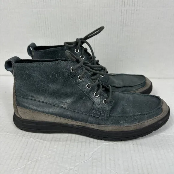 Cole Haan Men's 9 Shoes Travel Moc Boots Blue Gray Leather Suede Lace Up