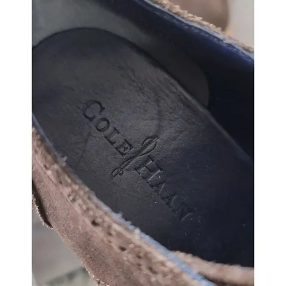 Cole Haan Men's Lunargrand Wing Tip Suede‎ Shoes Dark Brown/Orange Size 9 M