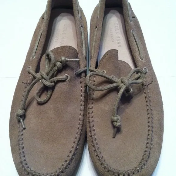 COLE HAAN MEN'S PRE-OWNED TAN LEATHER SUEDE SLIP-ON LOAFERS SIZE: 10M