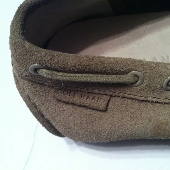 COLE HAAN MEN'S PRE-OWNED TAN LEATHER SUEDE SLIP-ON LOAFERS SIZE: 10M