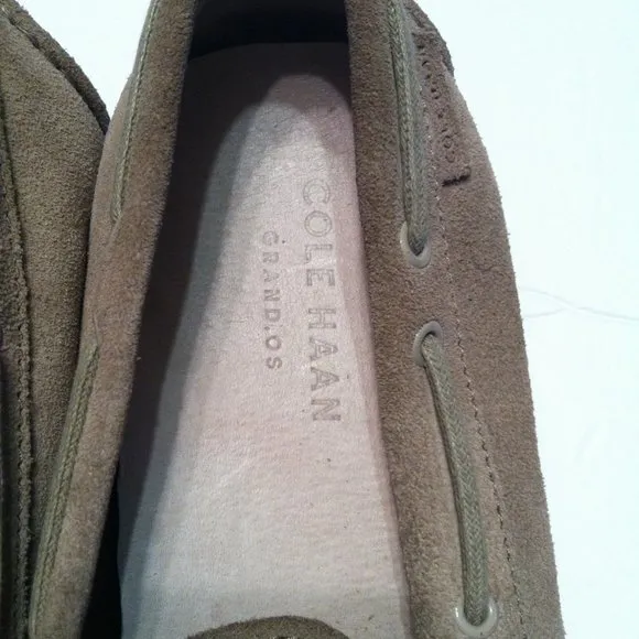 COLE HAAN MEN'S PRE-OWNED TAN LEATHER SUEDE SLIP-ON LOAFERS SIZE: 10M