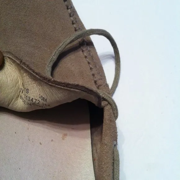 COLE HAAN MEN'S PRE-OWNED TAN LEATHER SUEDE SLIP-ON LOAFERS SIZE: 10M