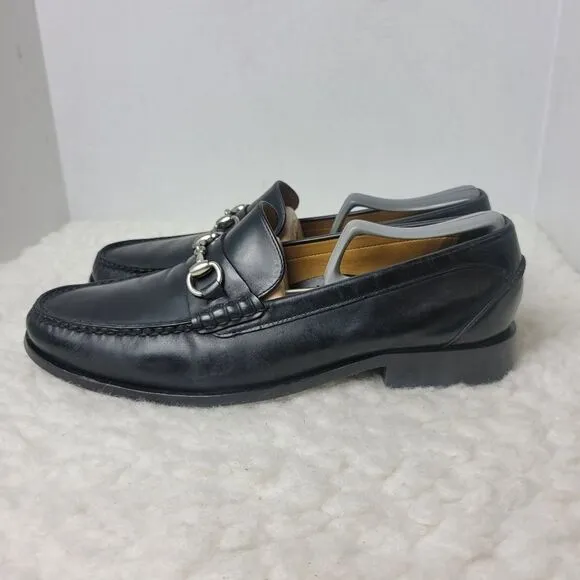 Cole Haan Mens Size 9.5 Shoes Black Nappa Leather Horse Bit Loafer Mocassin