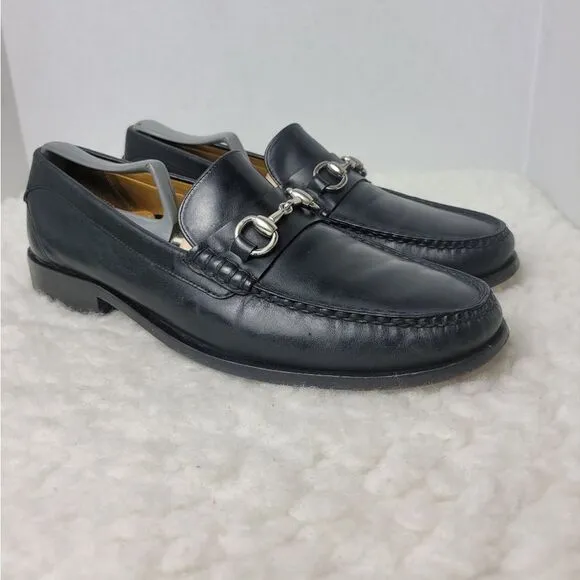 Cole Haan Mens Size 9.5 Shoes Black Nappa Leather Horse Bit Loafer Mocassin