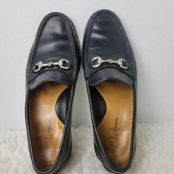 Cole Haan Mens Size 9.5 Shoes Black Nappa Leather Horse Bit Loafer Mocassin