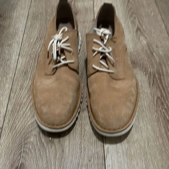 Cole Haan Mens Tan ZeroGrand Stitchout Oxford Suede Shoes Size 10.5M