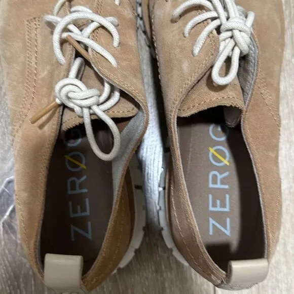 Cole Haan Mens Tan ZeroGrand Stitchout Oxford Suede Shoes Size 10.5M