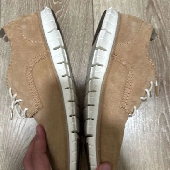 Cole Haan Mens Tan ZeroGrand Stitchout Oxford Suede Shoes Size 10.5M