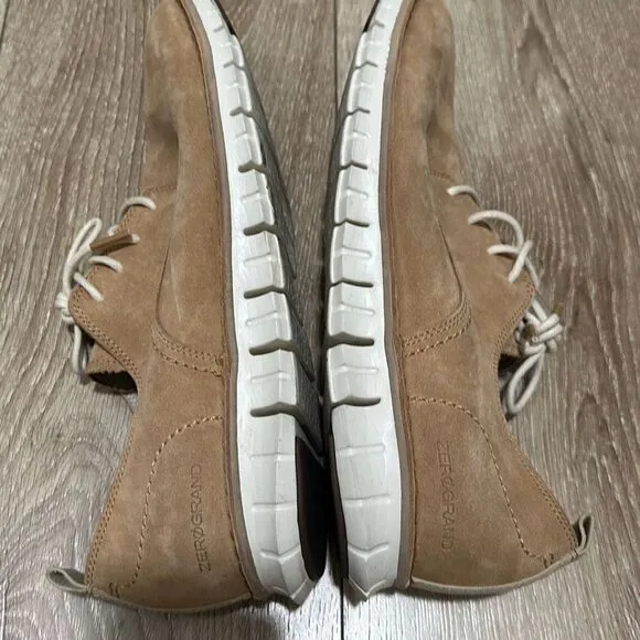 Cole Haan Mens Tan ZeroGrand Stitchout Oxford Suede Shoes Size 10.5M