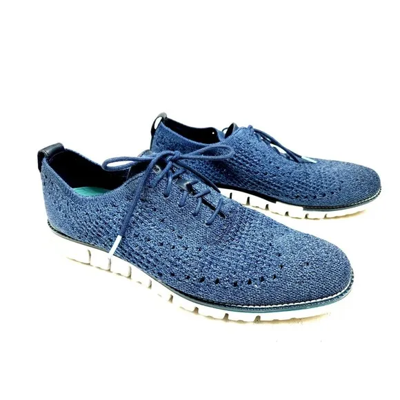 Cole Haan Oxford Casual Shoes Mens 9M Blue ZeroGrand Stitchlite Wingtip