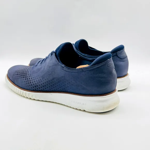 Cole Haan Shoes Mens 13 Blue Leather Laser ZeroGrand Wingtip Oxford OS Shoes