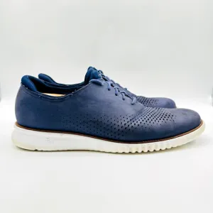 Cole Haan Shoes Mens 13 Blue Leather Laser ZeroGrand Wingtip Oxford OS Shoes