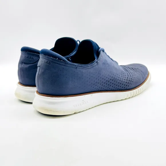 Cole Haan Shoes Mens 13 Blue Leather Laser ZeroGrand Wingtip Oxford OS Shoes