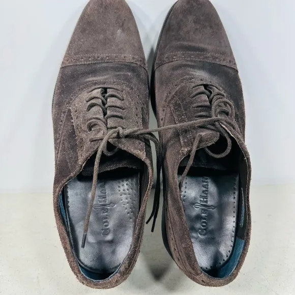 COLE HAAN Suede Rubber Sole Oxford Wingtip Dress Shoes 11 M C09610 Waterproof