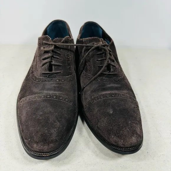 COLE HAAN Suede Rubber Sole Oxford Wingtip Dress Shoes 11 M C09610 Waterproof