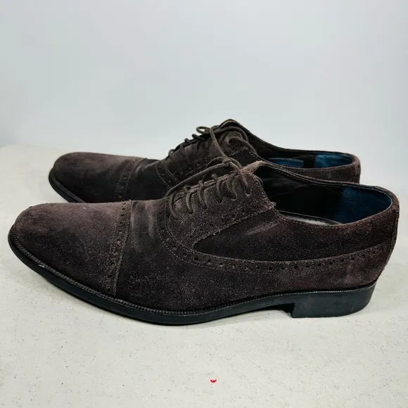 COLE HAAN Suede Rubber Sole Oxford Wingtip Dress Shoes 11 M C09610 Waterproof