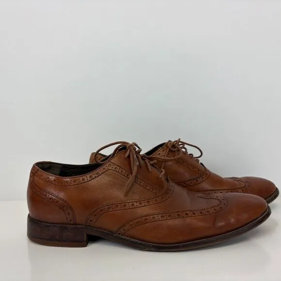 Cole Haan Wingtip Oxford Shoes Mens Size 10.5 Leather Brown Modern Classics