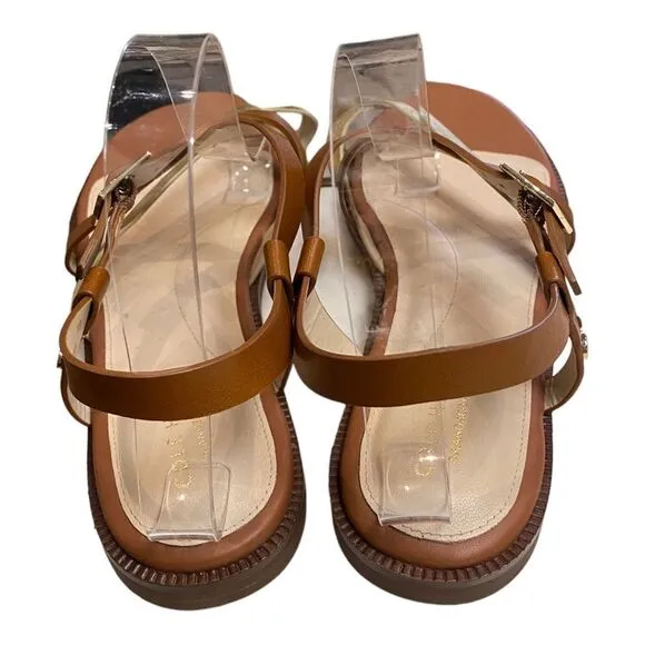 COLE HAAN Women's Wilma Strappy Antique Gold/British Tan Sandals NEW 10
