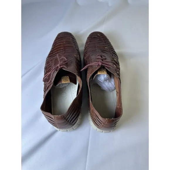 Cole Haan Zero Grand Men's Sz 14 Oxford's Shoes Brown Weave Leather Lace C23582