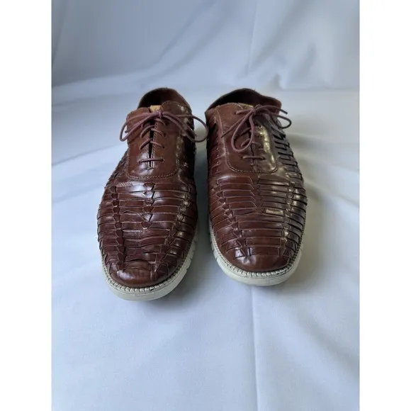 Cole Haan Zero Grand Men's Sz 14 Oxford's Shoes Brown Weave Leather Lace C23582