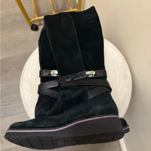 Cole Hann Black Suede Knee-High Boots