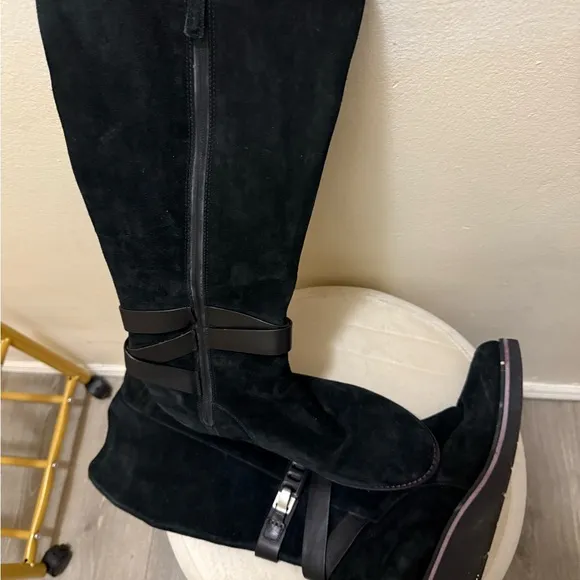 Cole Hann Black Suede Knee-High Boots