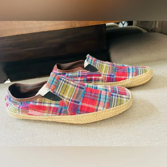 Cole Hann Mens Pink Blue Plaid Madres Shoes Sz 10 M