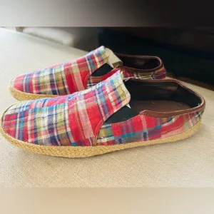 Cole Hann Mens Pink Blue Plaid Madres Shoes Sz 10 M