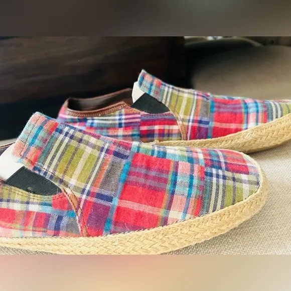 Cole Hann Mens Pink Blue Plaid Madres Shoes Sz 10 M