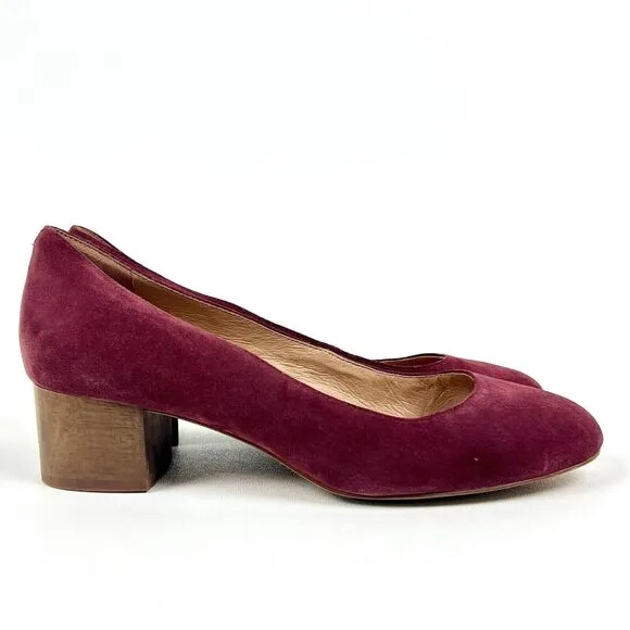 Comfort Pumps Madewell Ella Dark Merlot Red Shoes Low Heel G1968 Sz 9.5 Classic