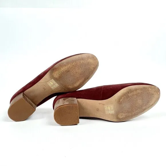 Comfort Pumps Madewell Ella Dark Merlot Red Shoes Low Heel G1968 Sz 9.5 Classic